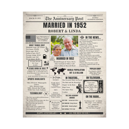 Married in 1952 - Customizable Headline and Image