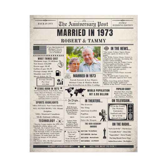 Married in 1973 - Customizable Headline and Image