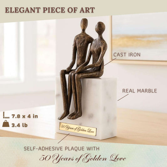 Iron couple sitting on Marble Rock