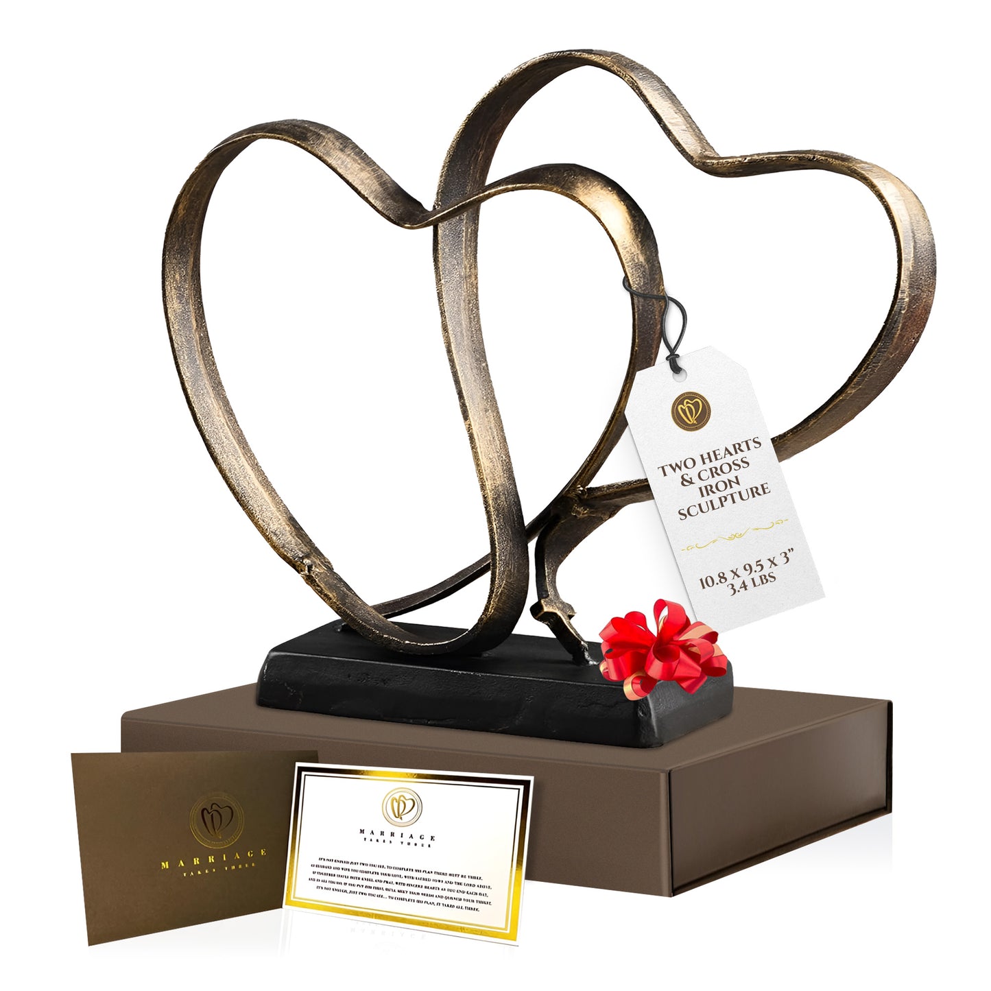 Marriage Takes Three – Iron Hearts Stemming from a Cross – (Any Anniversary Gift)