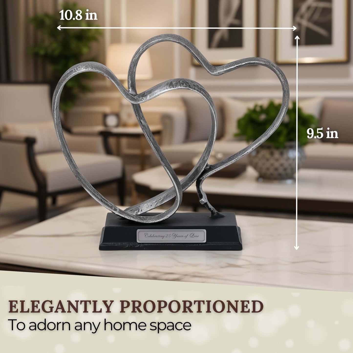 25th Wedding Anniversary Gift Premium Heart Sculpture