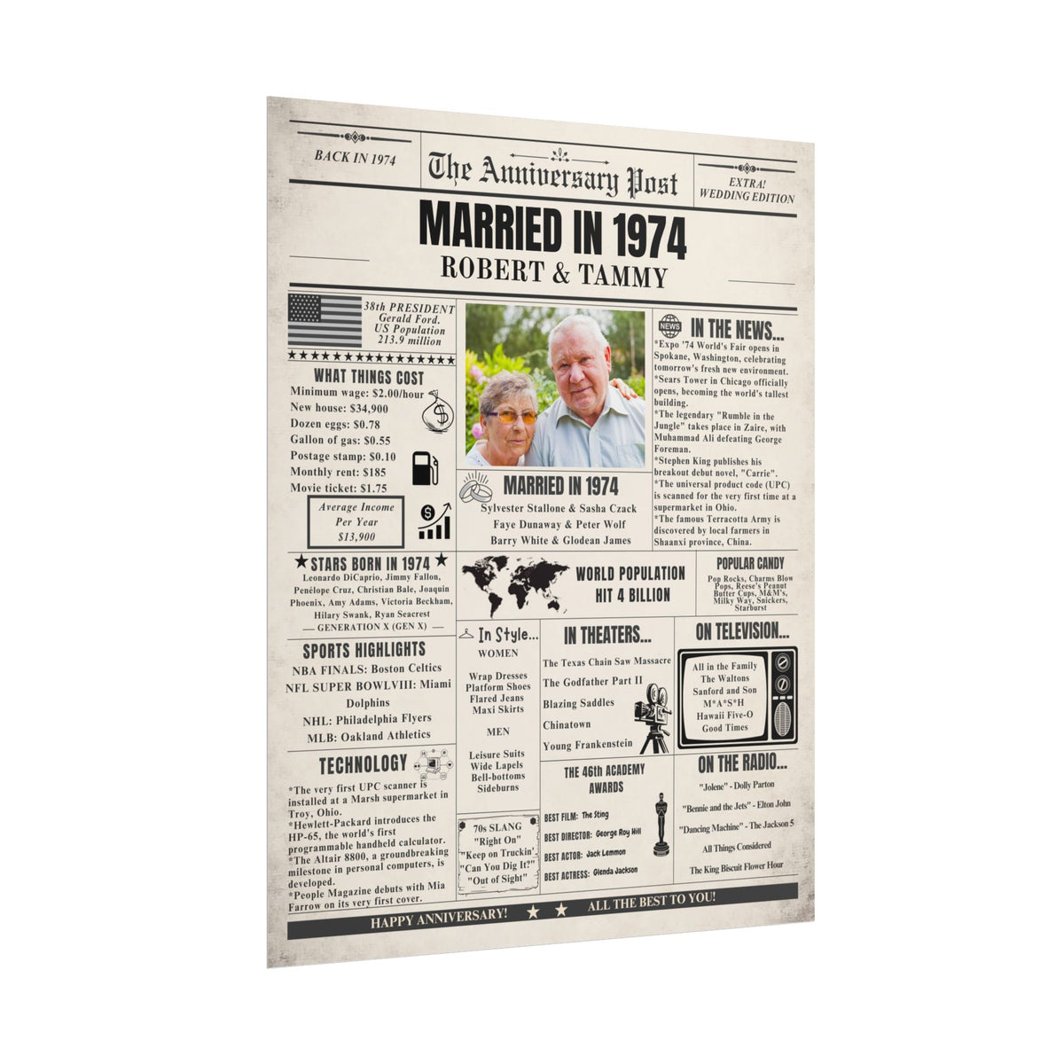 Married in 1974 - Customizable Headline and Image