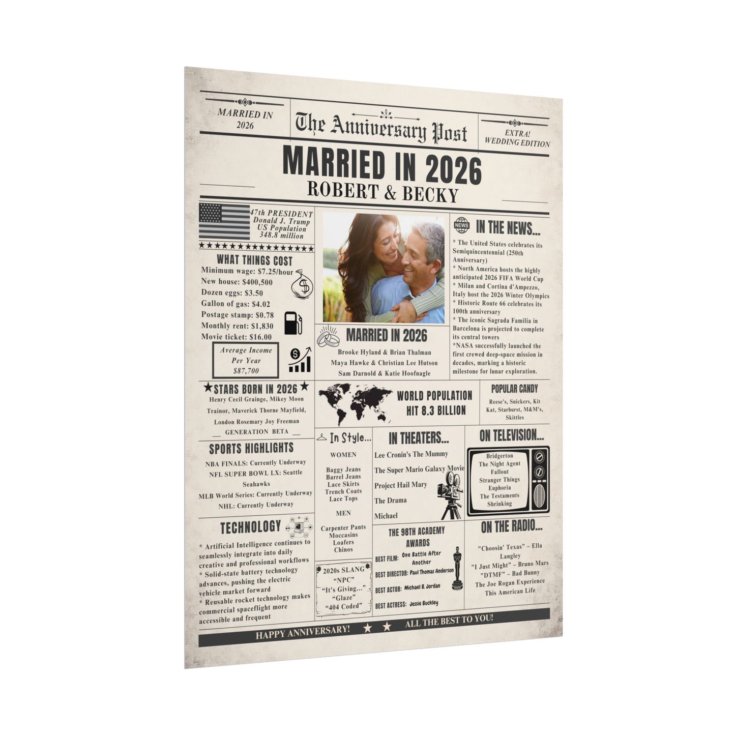 Married in 2026 Poster - Customizable Headline and Image