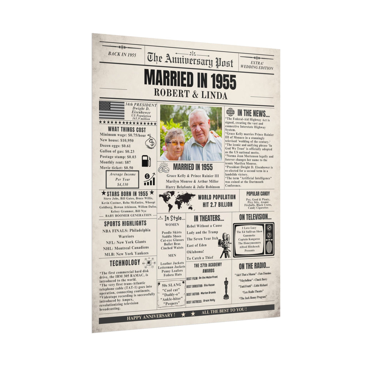 Married in 1955 - Customizable Headline and Image