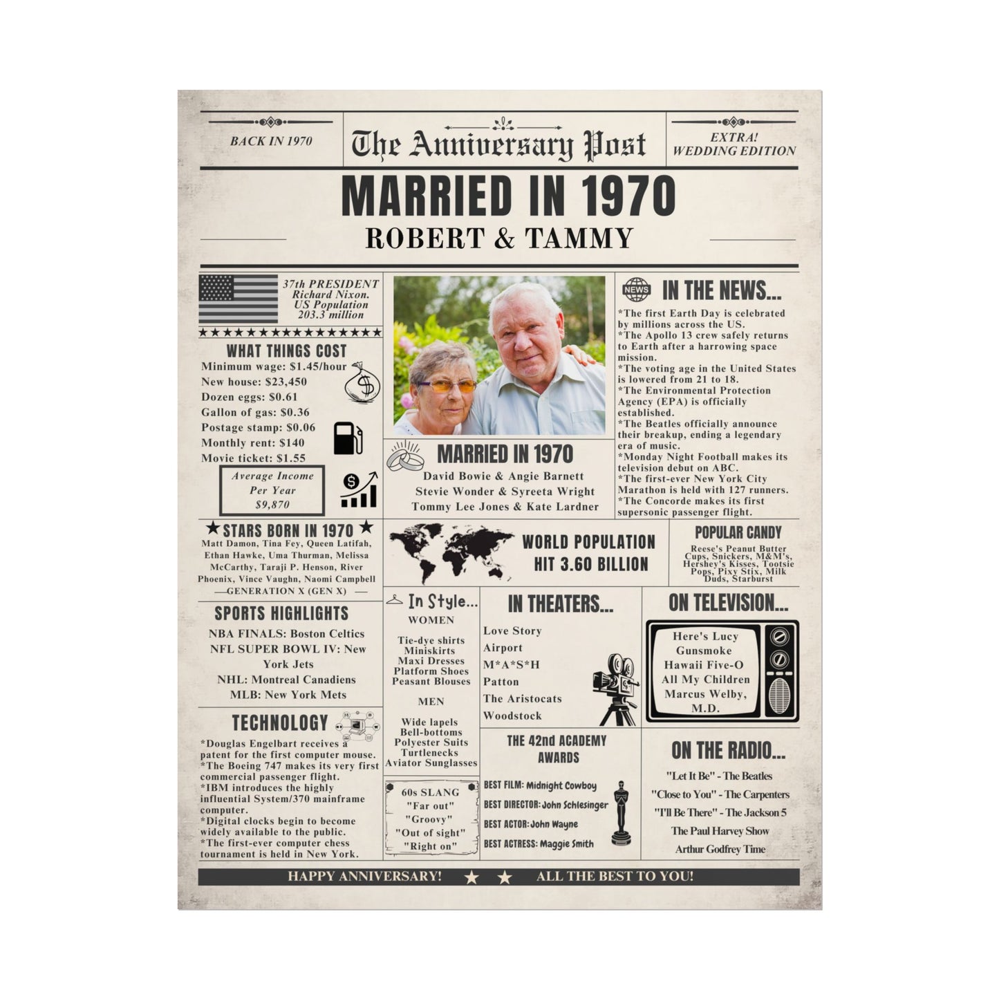 Married in 1970 - Customizable Headline and Image