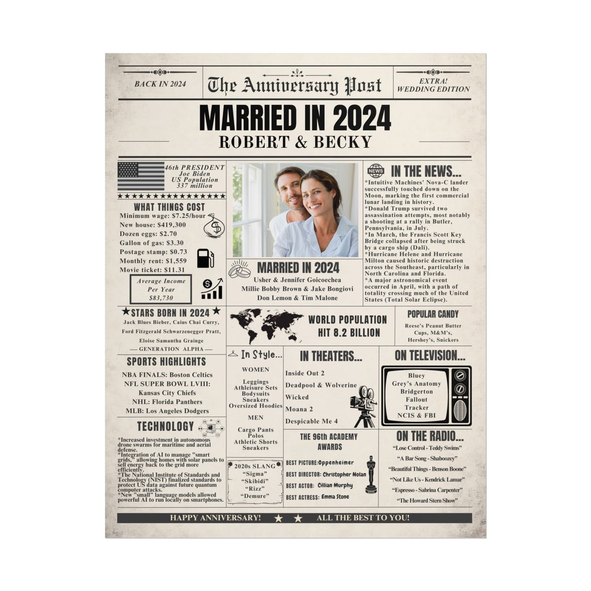 Married in 2024 - Customizable Headline and Image