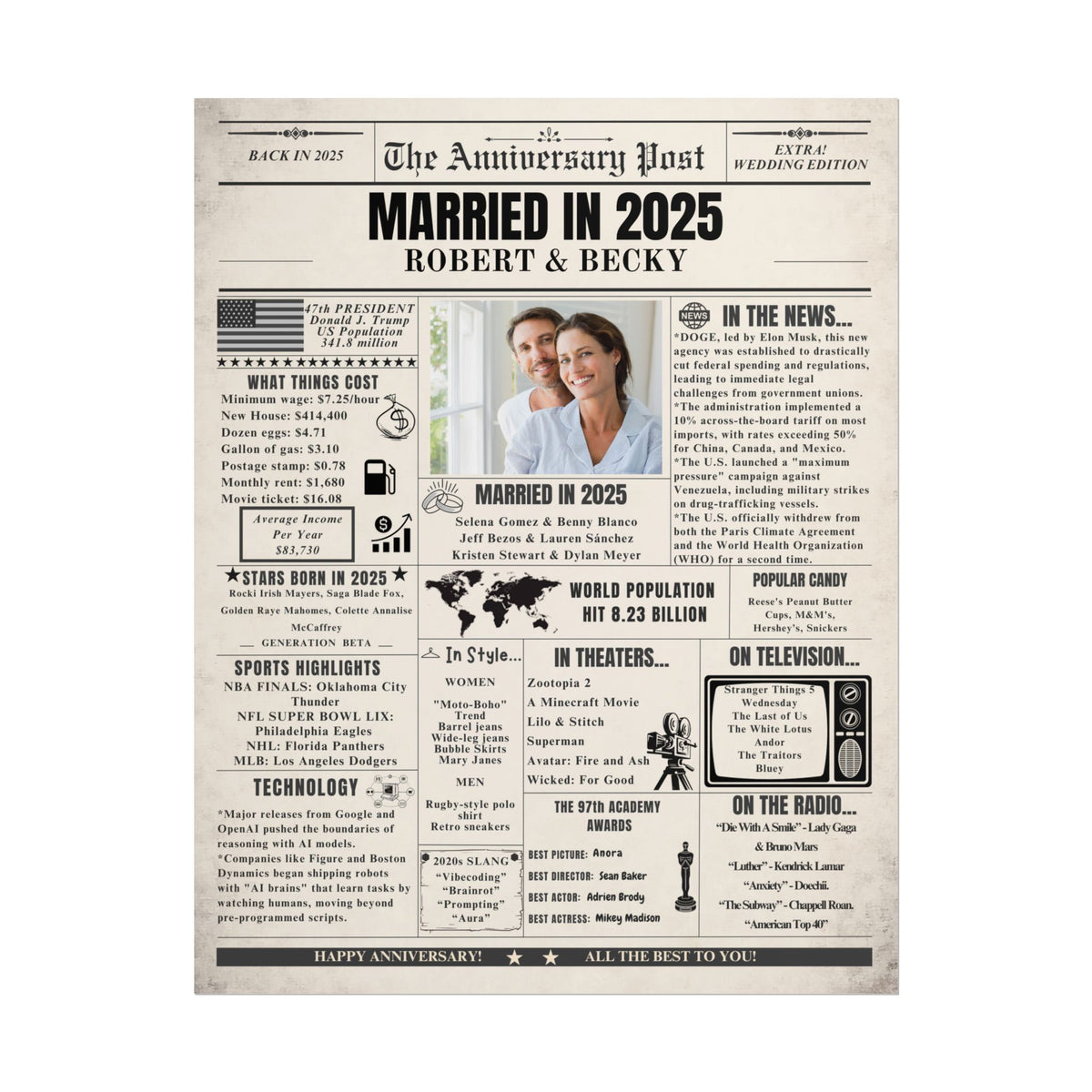 Married in 2025 - Customizable Headline and Image