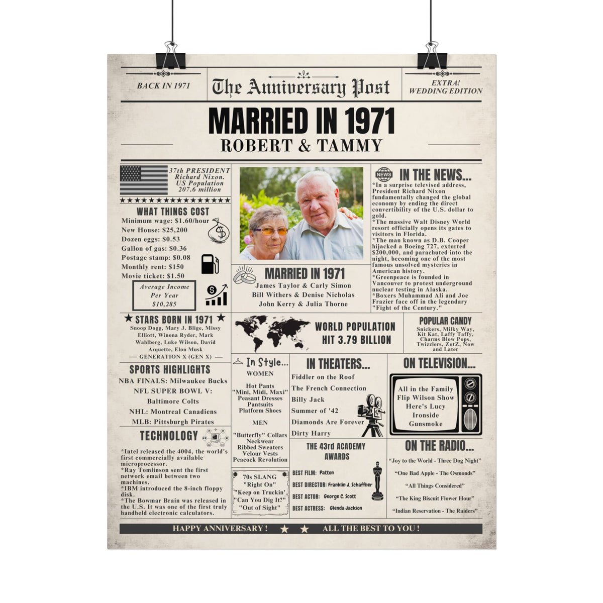 Married in 1971 - Customizable Headline and Image