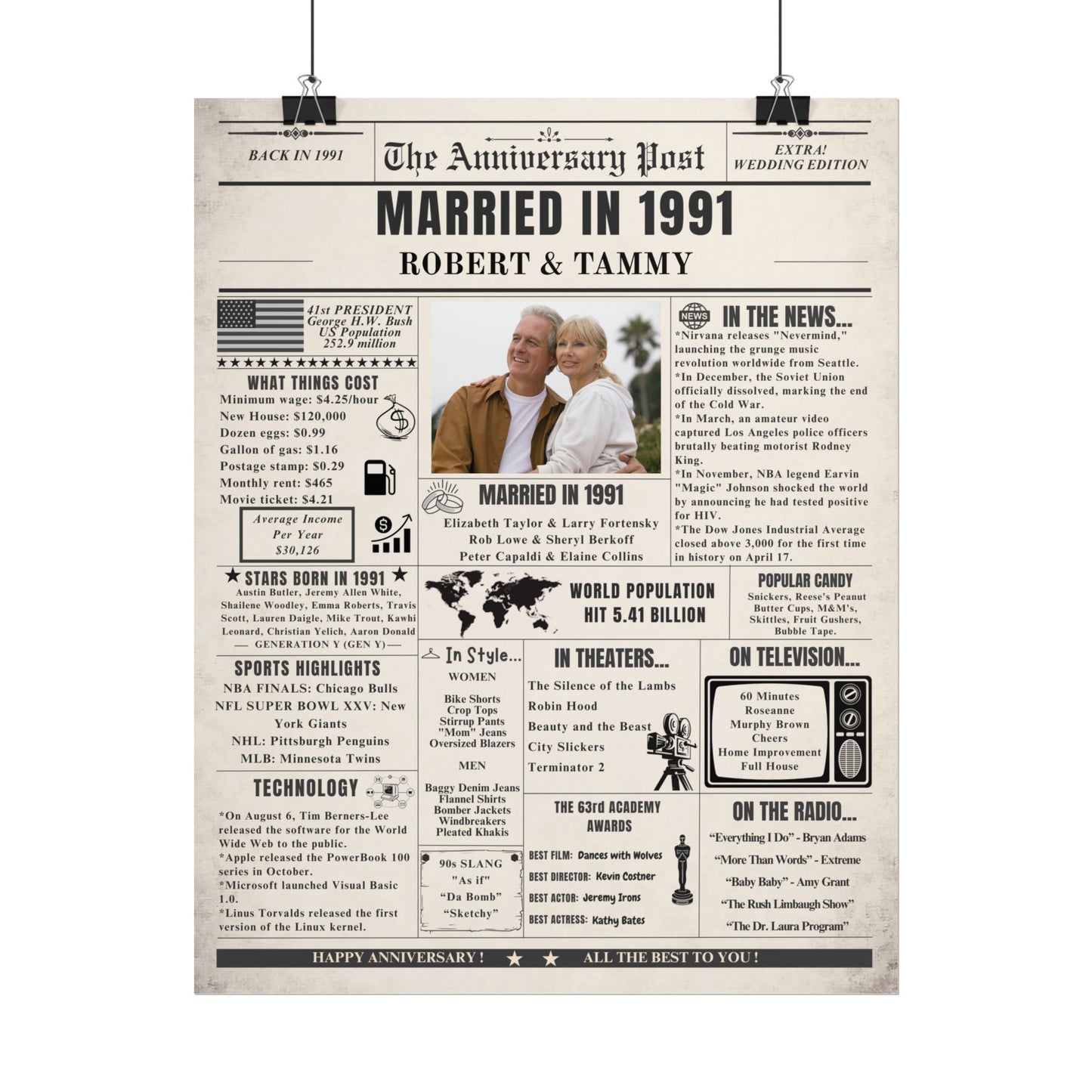 Married in 1991 - Customizable Headline and Image