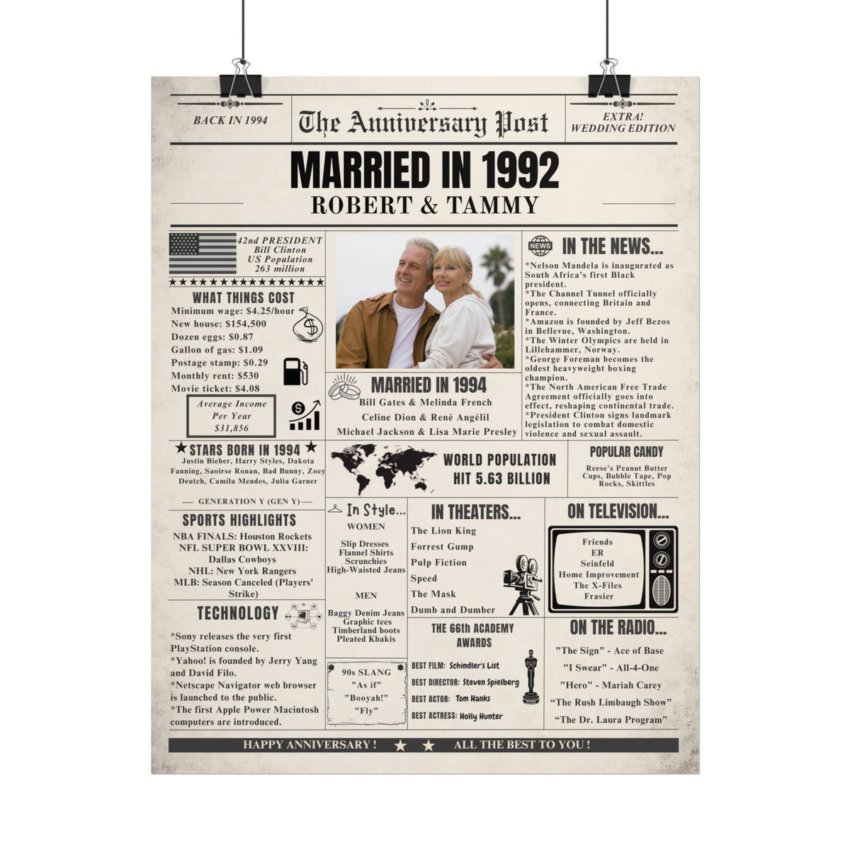 Married in 1992 - Customizable Headline and Image