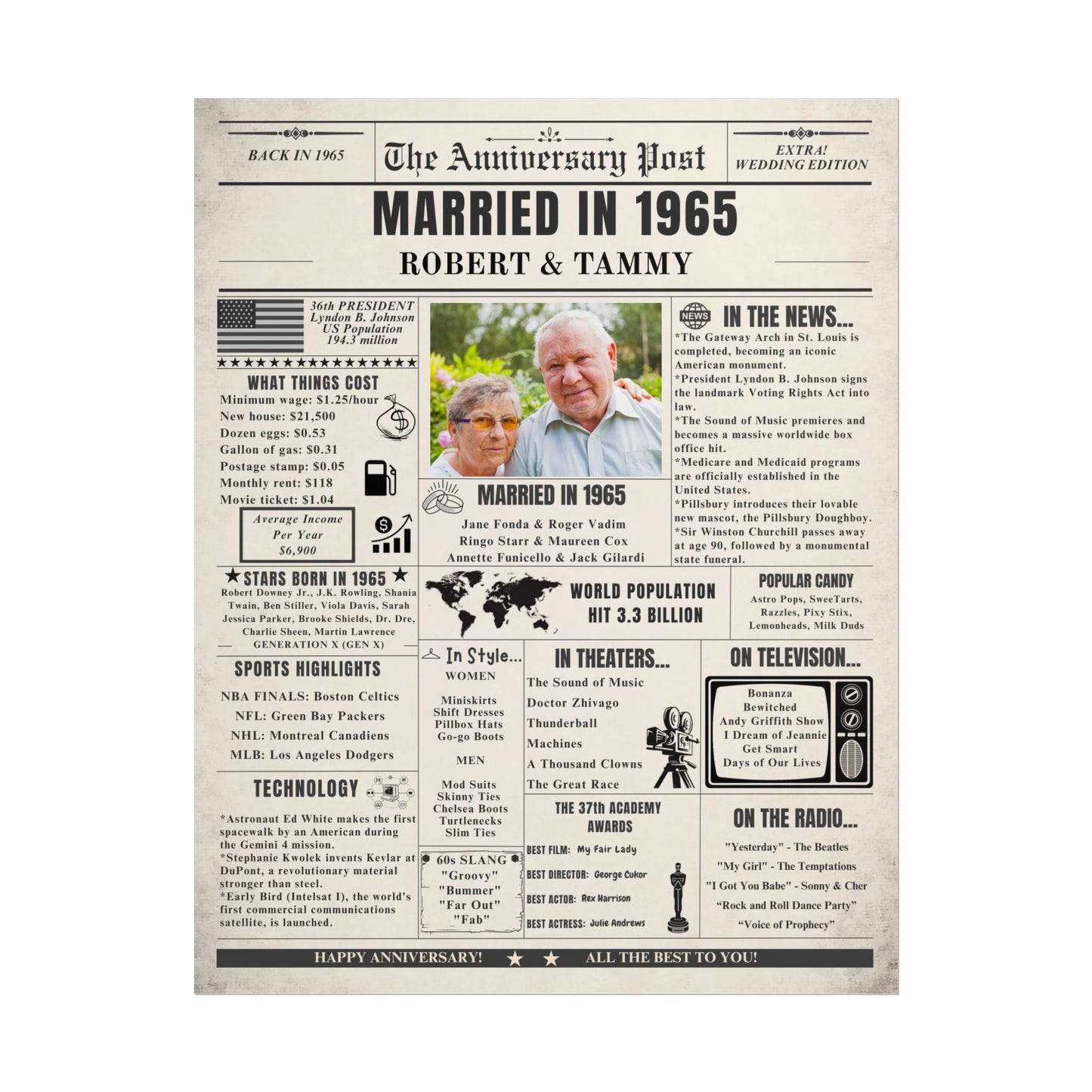 Married in 1965 - Customizable Headline and Image