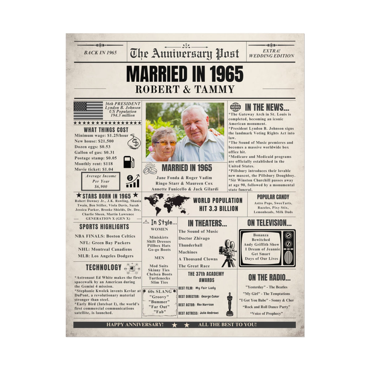 Married in 1965 - Customizable Headline and Image