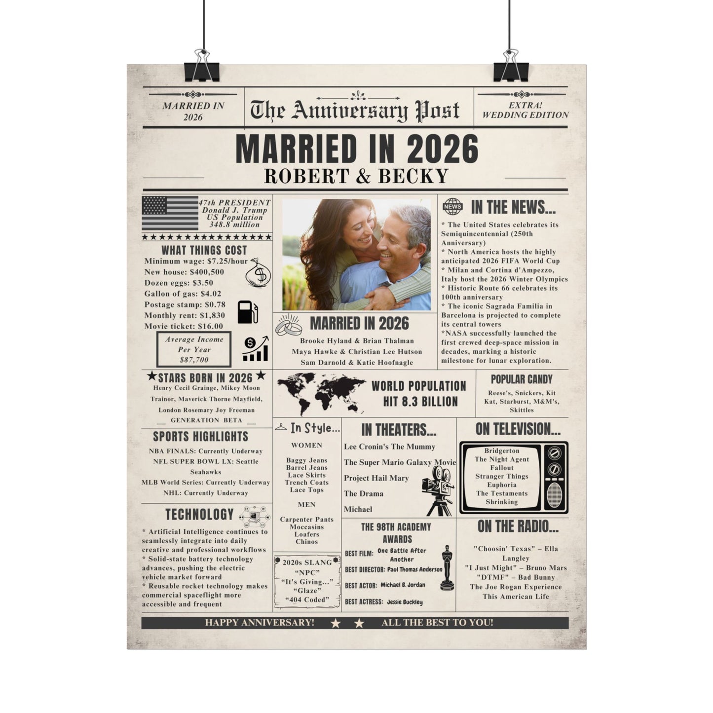Married in 2026 Poster - Customizable Headline and Image