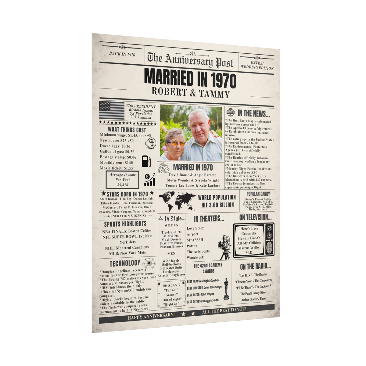 Married in 1970 - Customizable Headline and Image