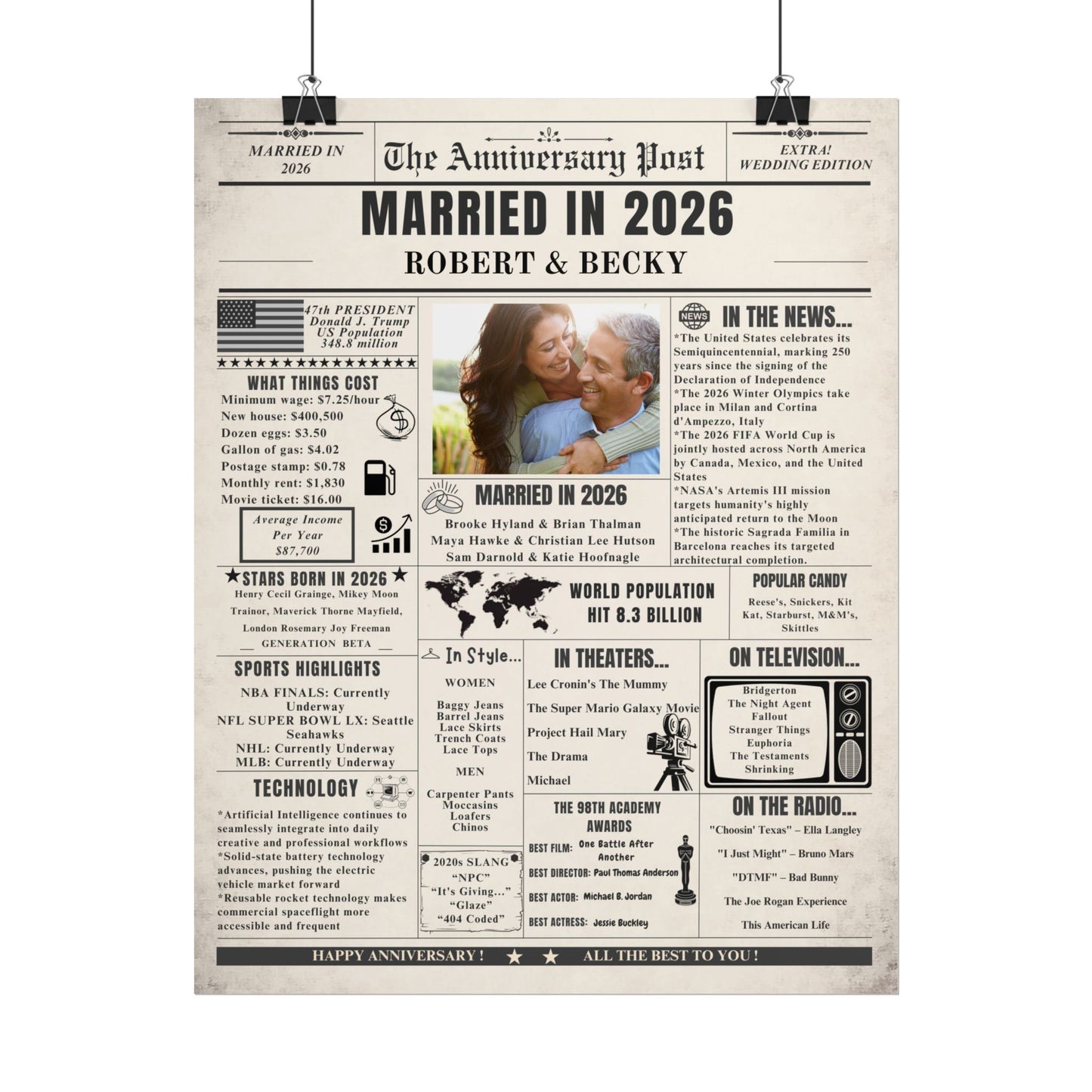 Married in 2026 Poster - Customizable Headline and Image