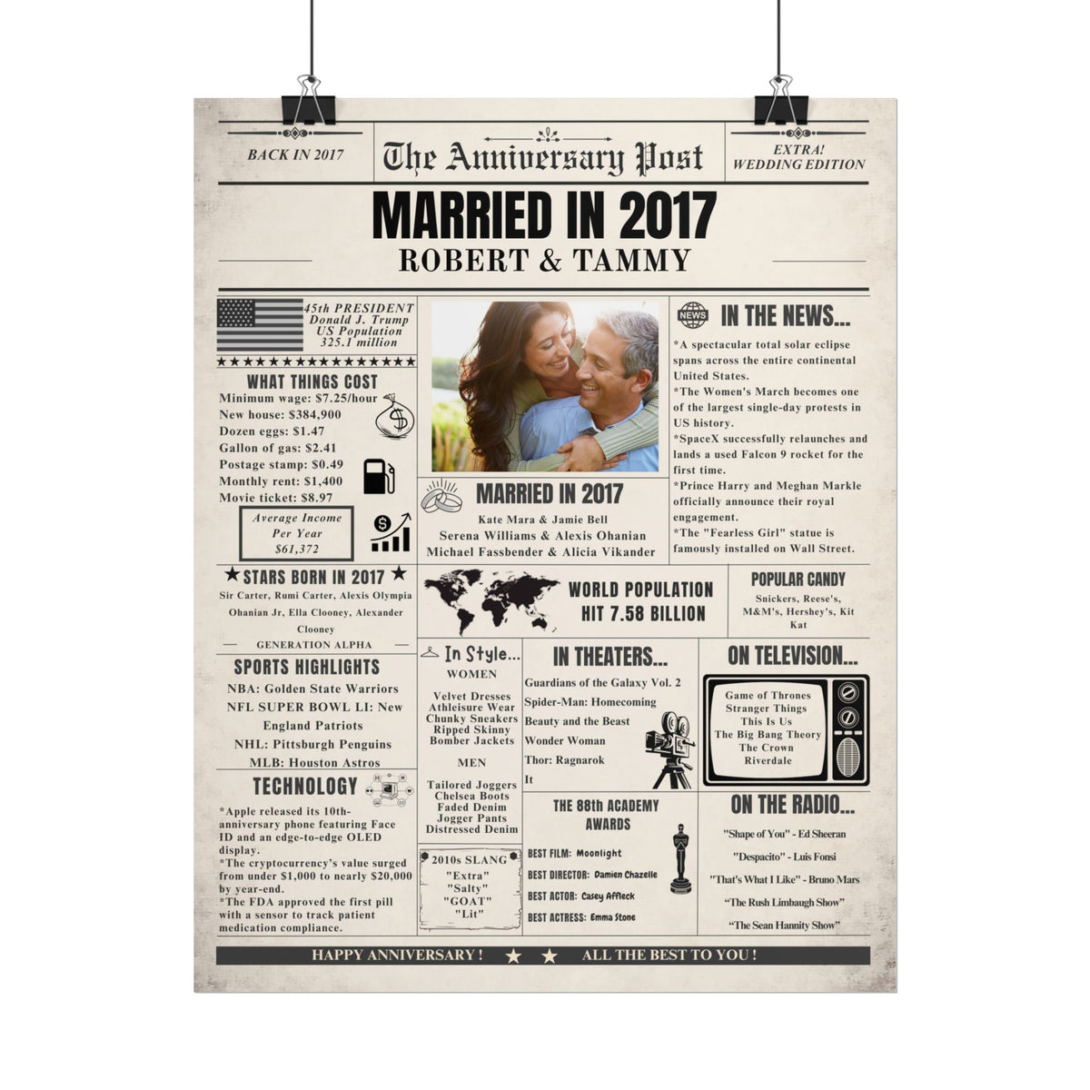 Married in 2017 - Customizable Headline and Image