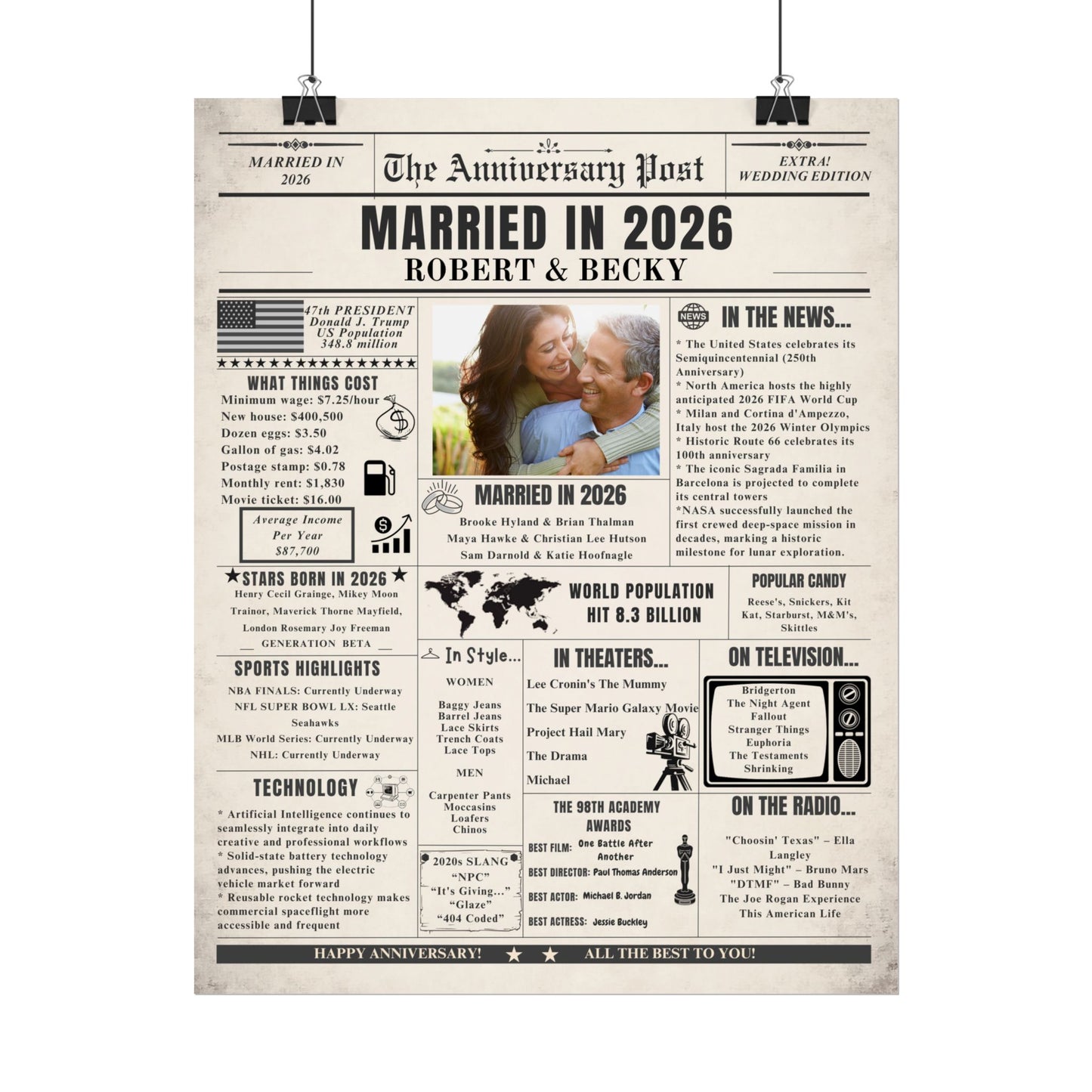 Married in 2026 Poster - Customizable Headline and Image