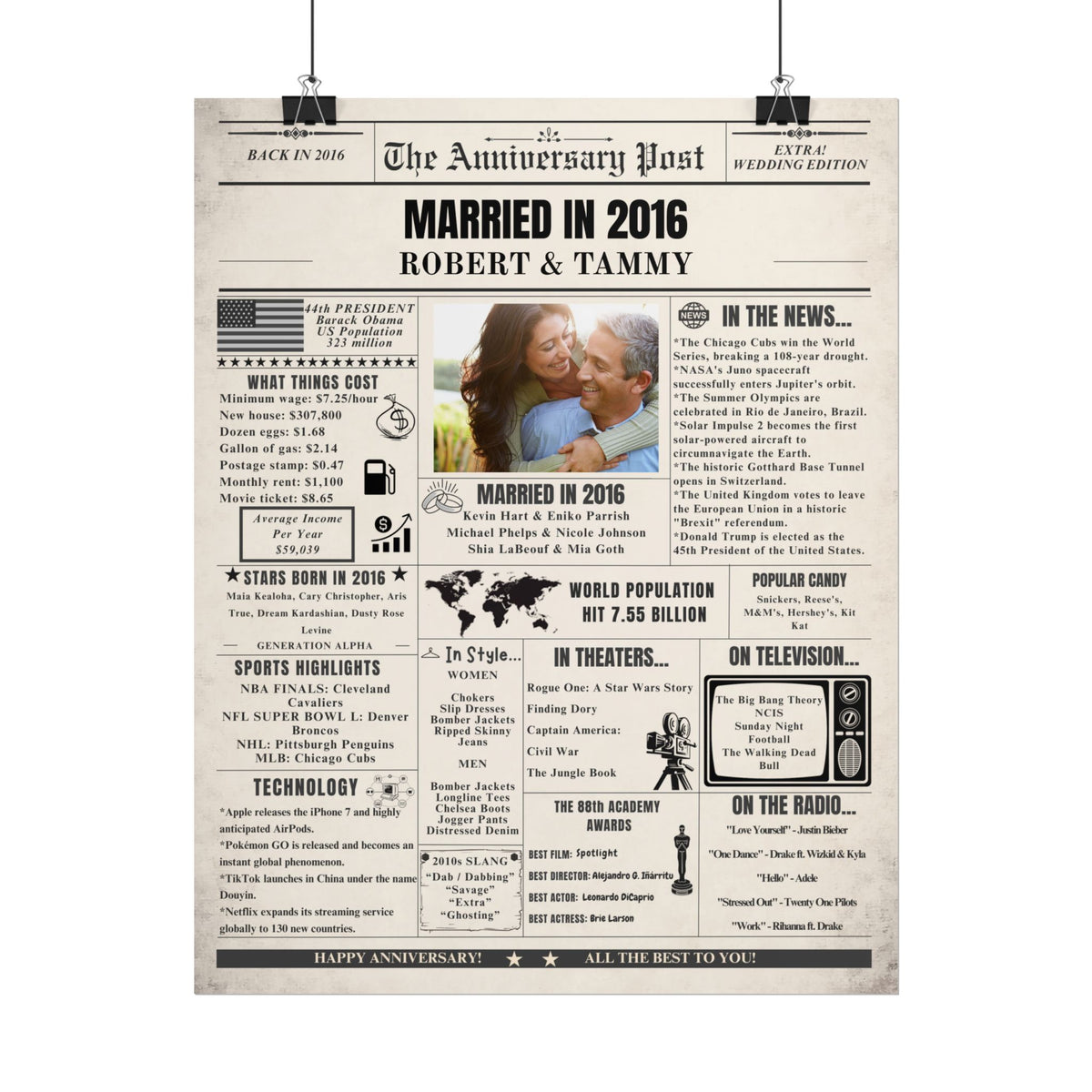 Married in 2016 - Customizable Headline and Image