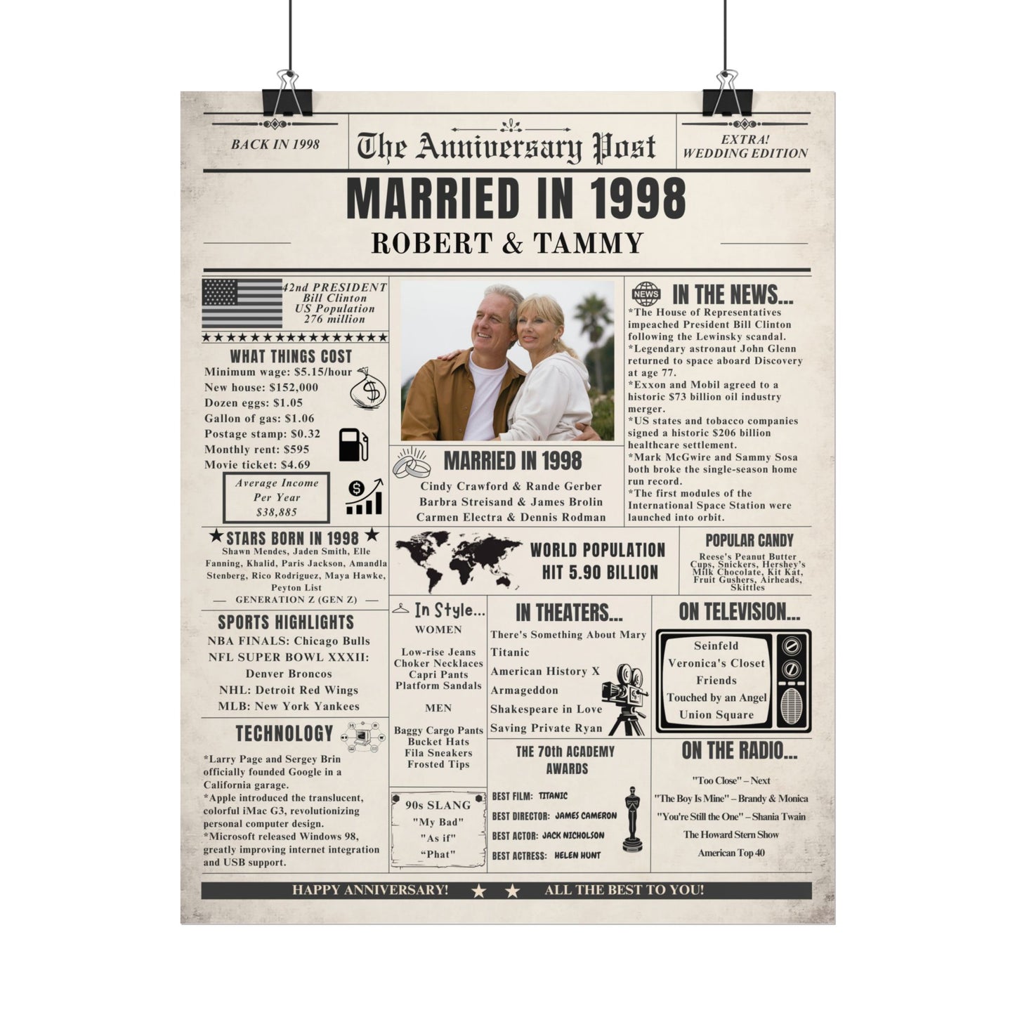 Married in 1998 - Customizable Headline and Image