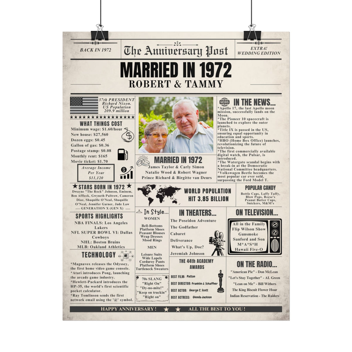Married in 1972 - Customizable Headline and Image