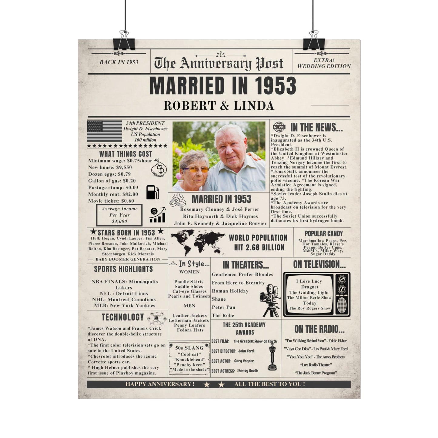 Married in 1953 - Customizable Headline and Image