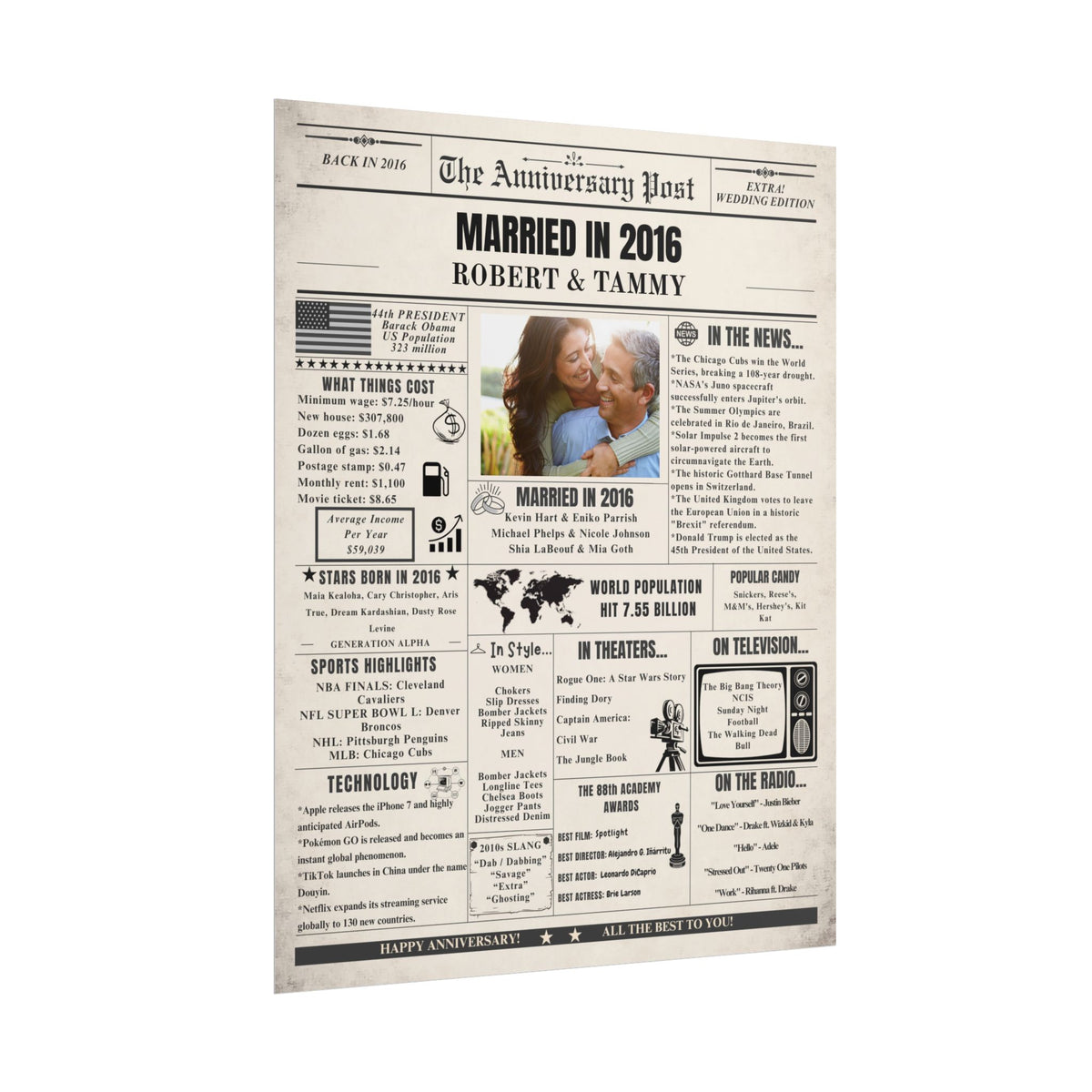 Married in 2016 - Customizable Headline and Image