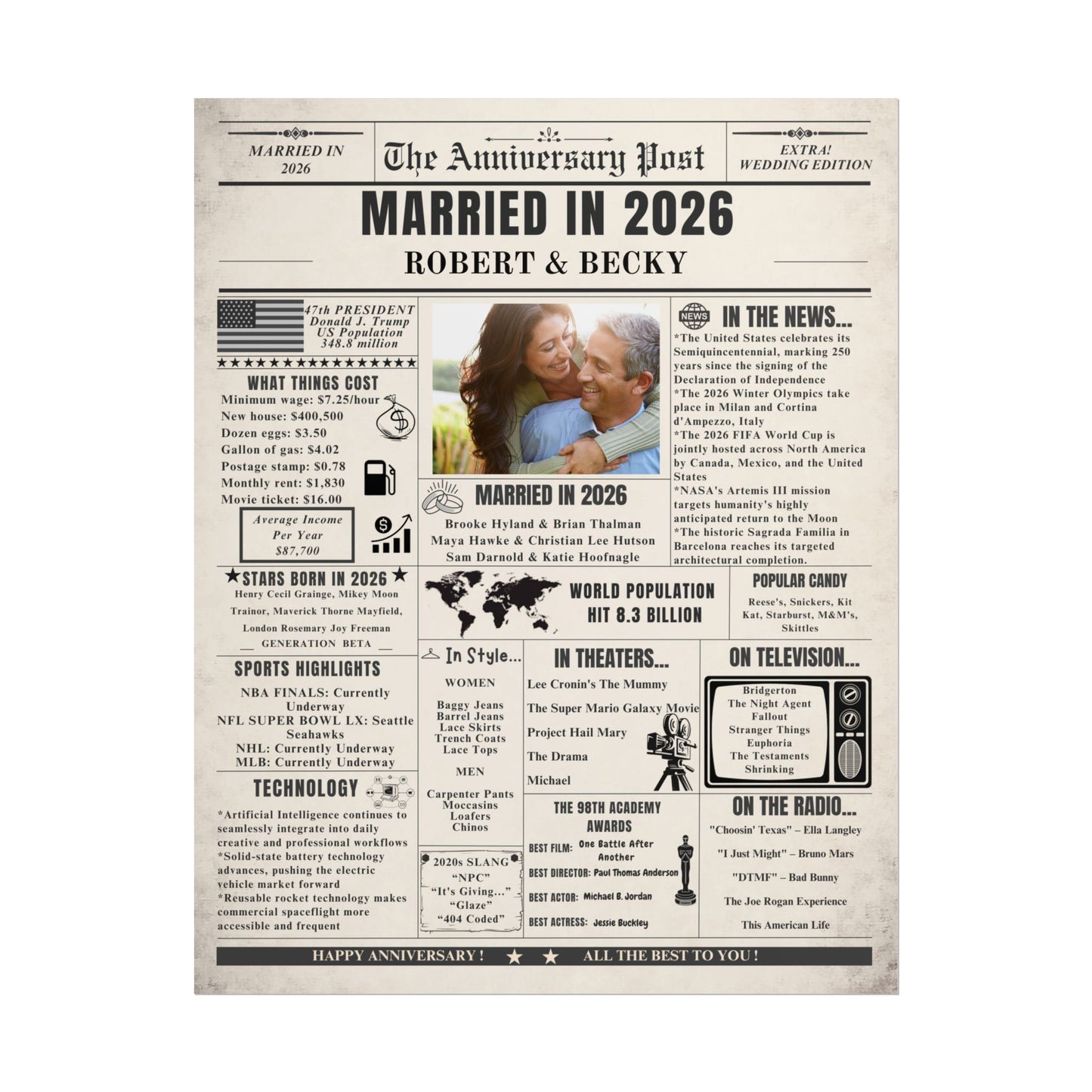 Married in 2026 Poster - Customizable Headline and Image