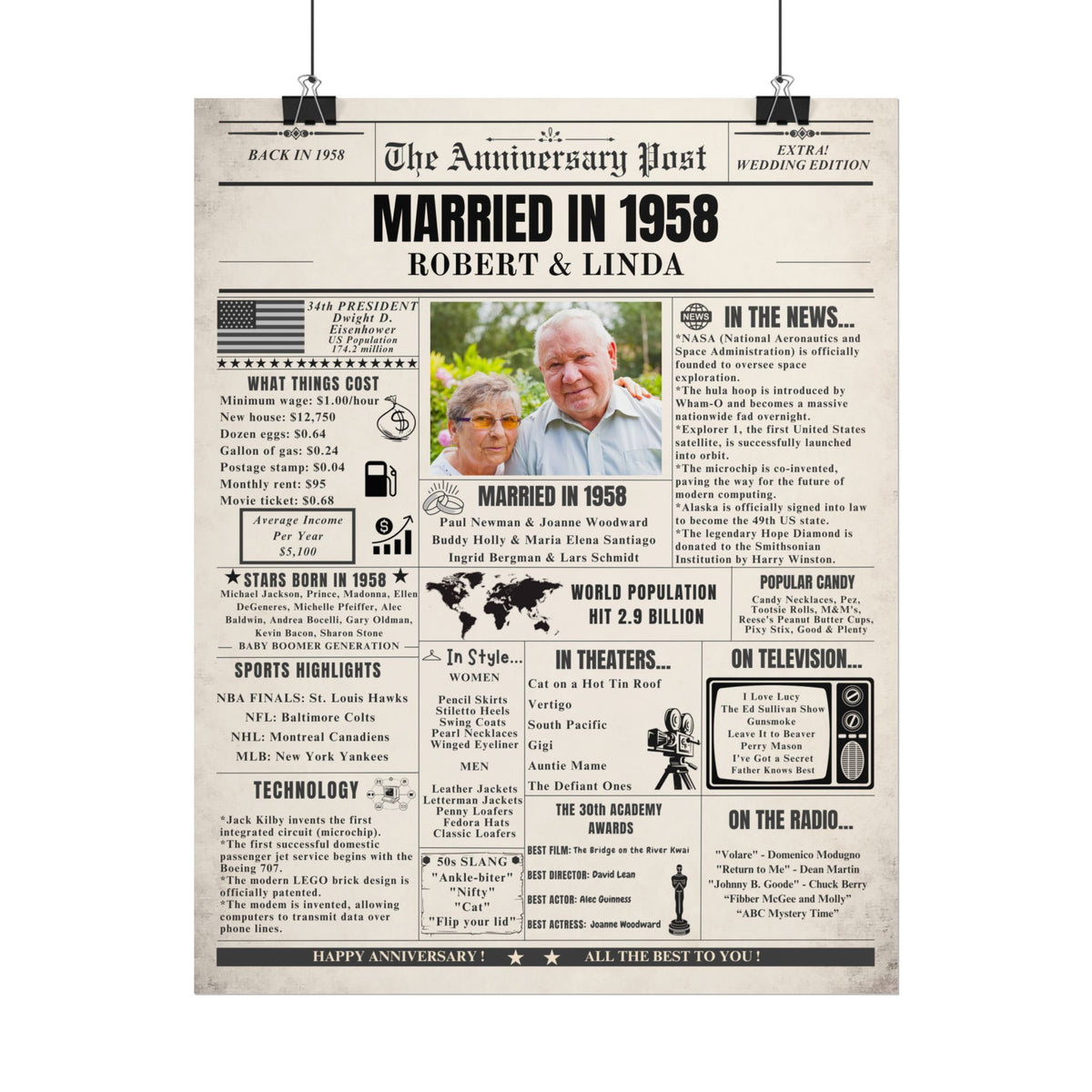 Married in 1958 - Customizable Headline and Image