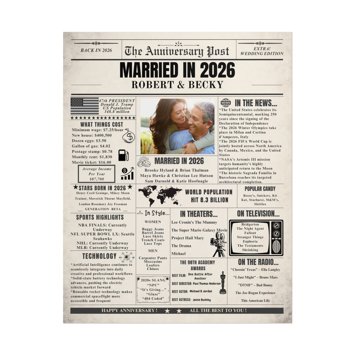 Married in 2026 Poster - Customizable Headline and Image