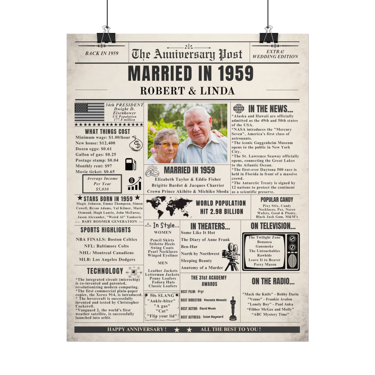 Married in 1959 - Customizable Headline and Image