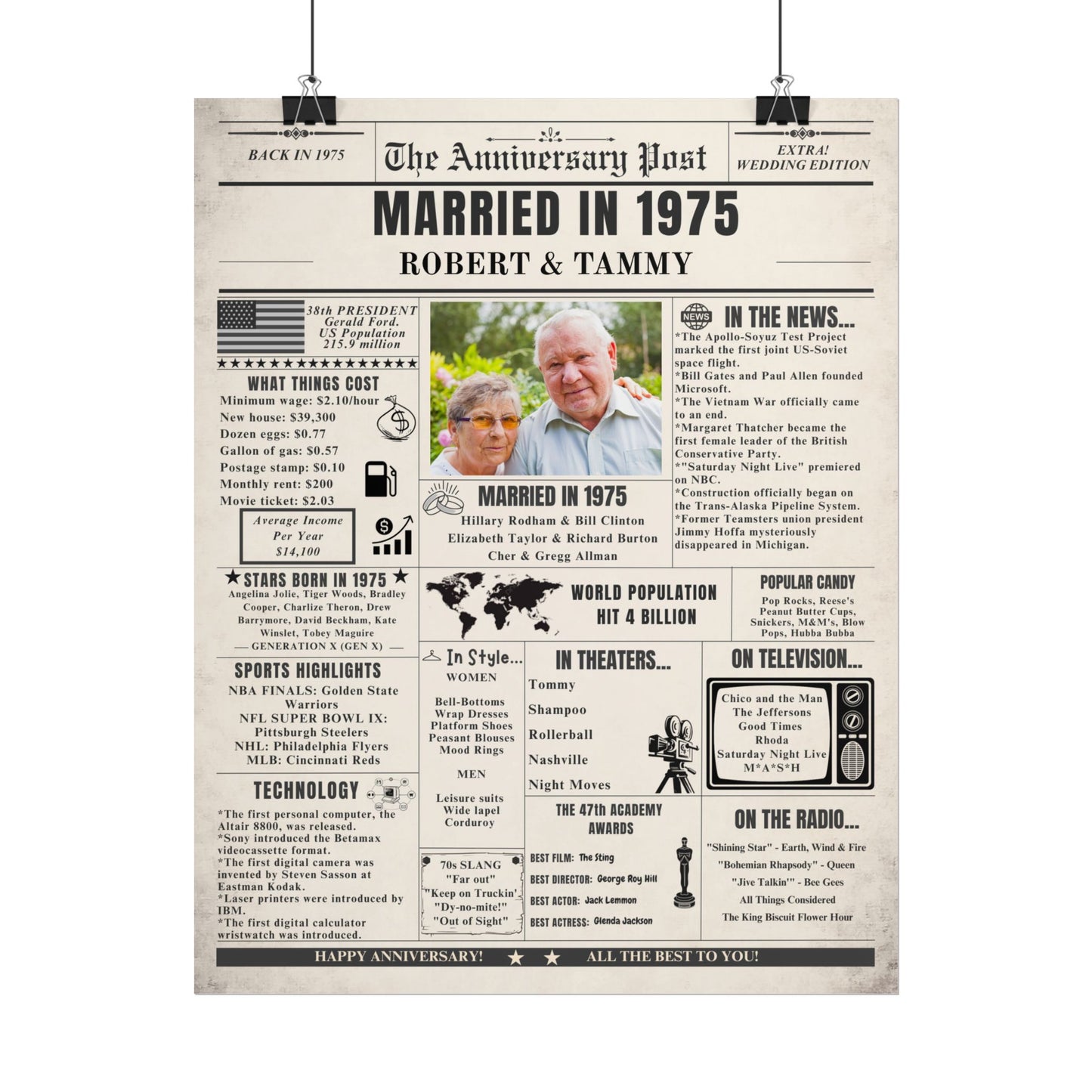 Married in 1975 - Customizable Headline and Image