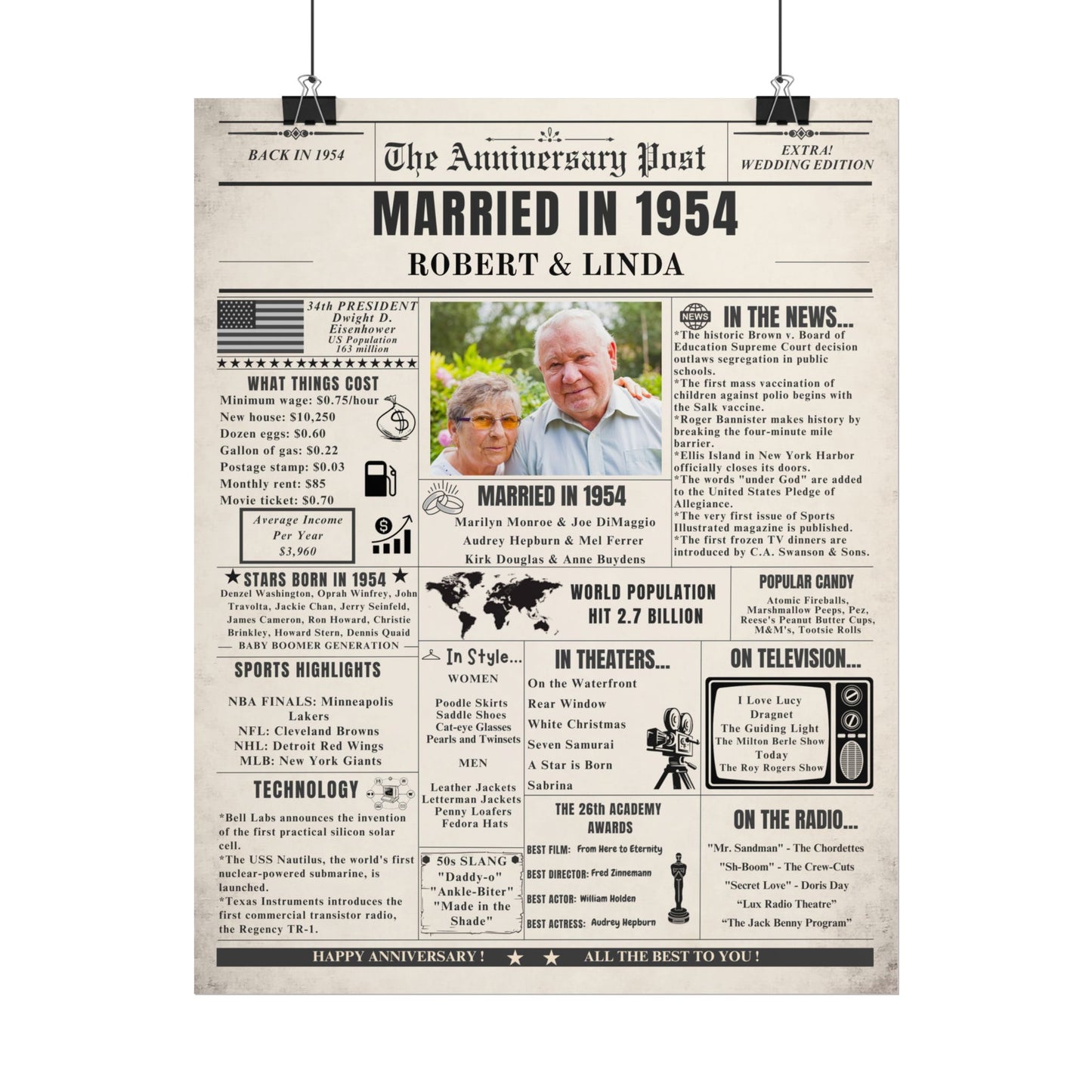 Married in 1954 - Customizable Headline and Image