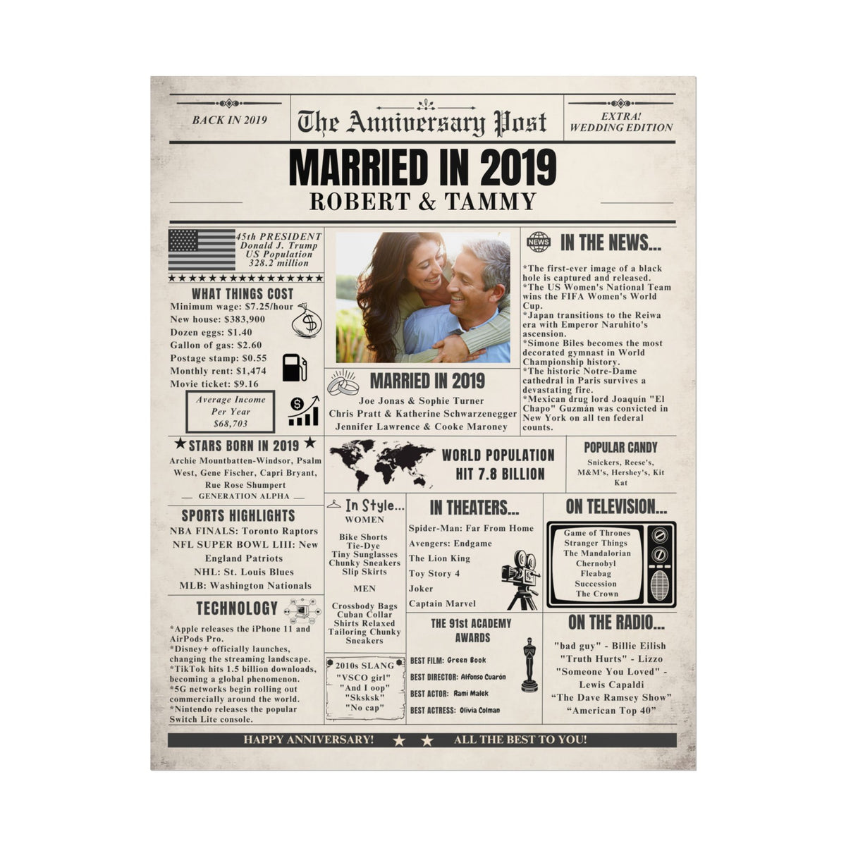 Married in 2019 - Customizable Headline and Image