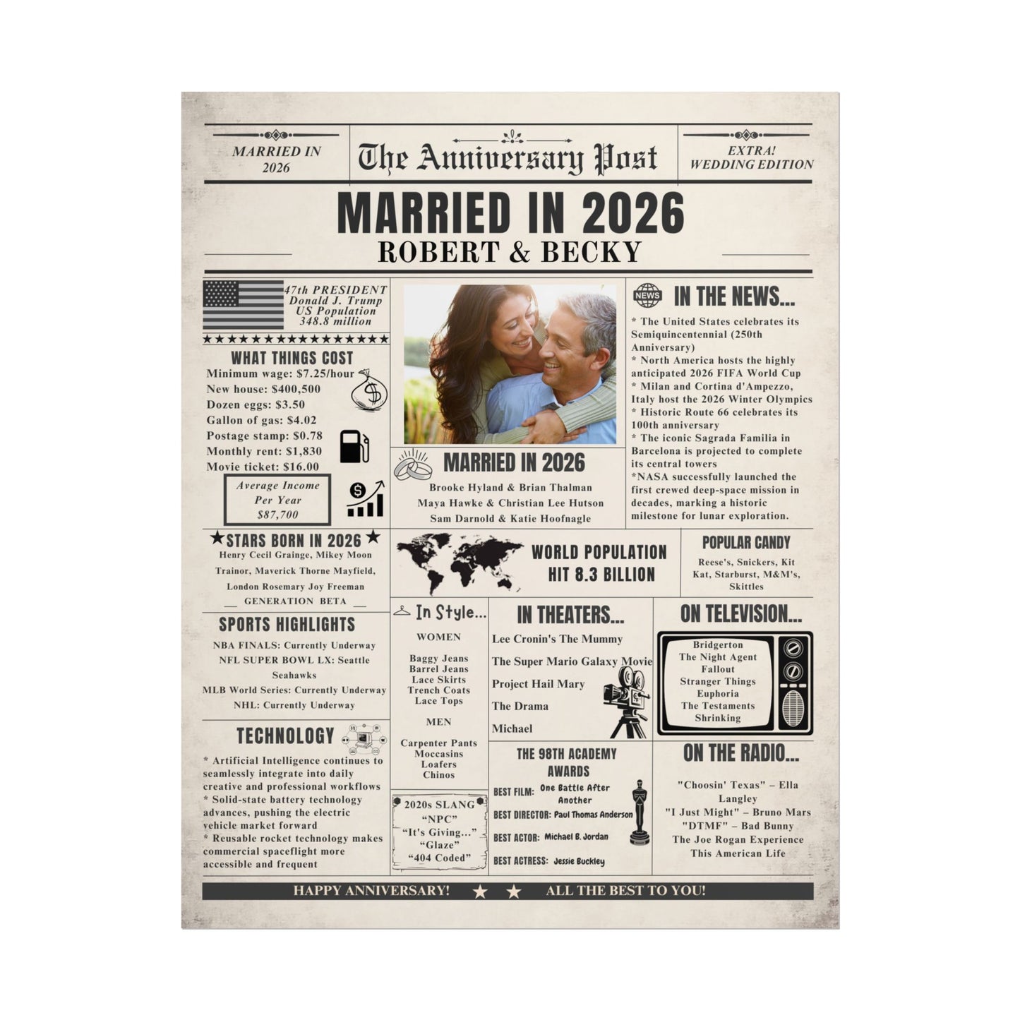 Married in 2026 Poster - Customizable Headline and Image