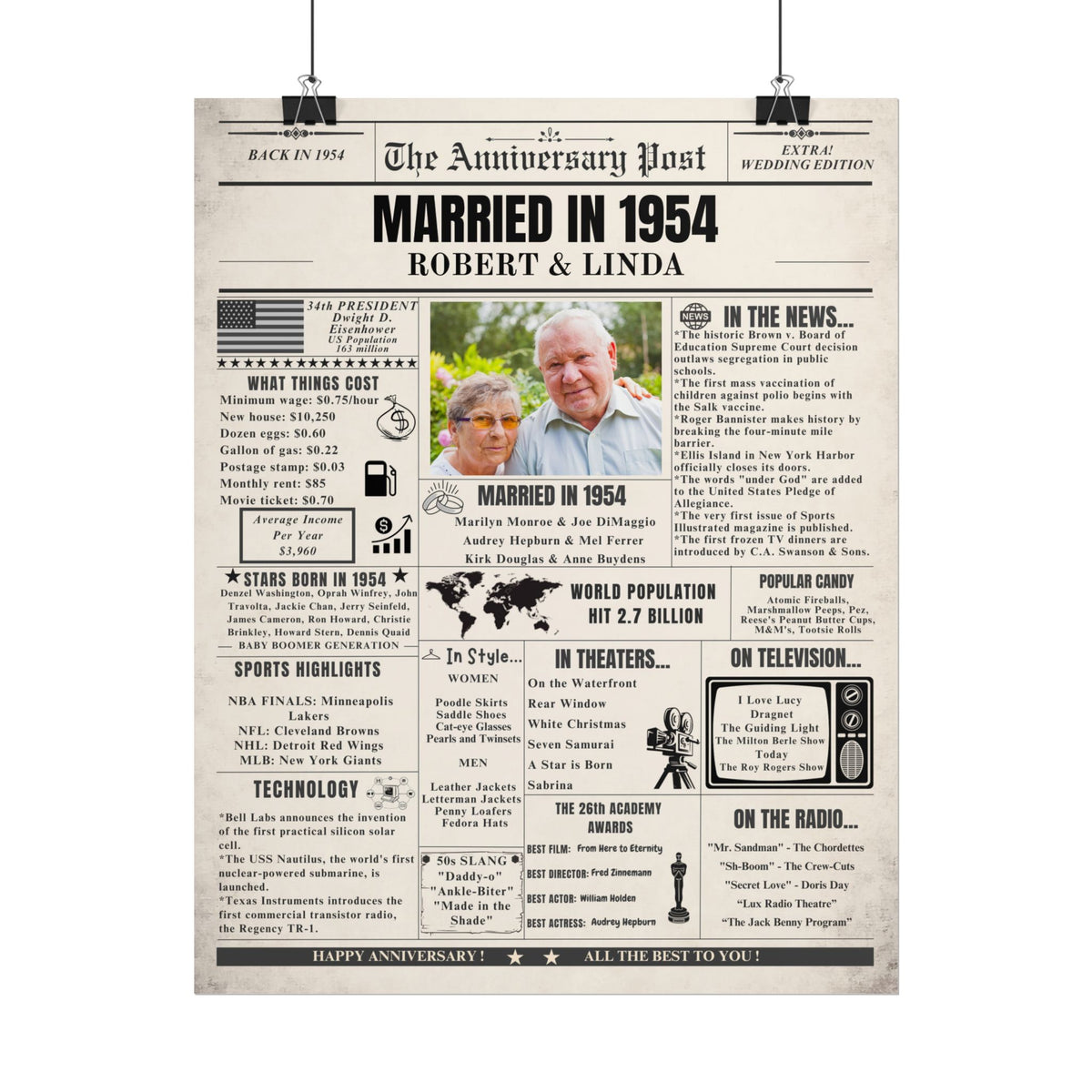 Married in 1954 - Customizable Headline and Image