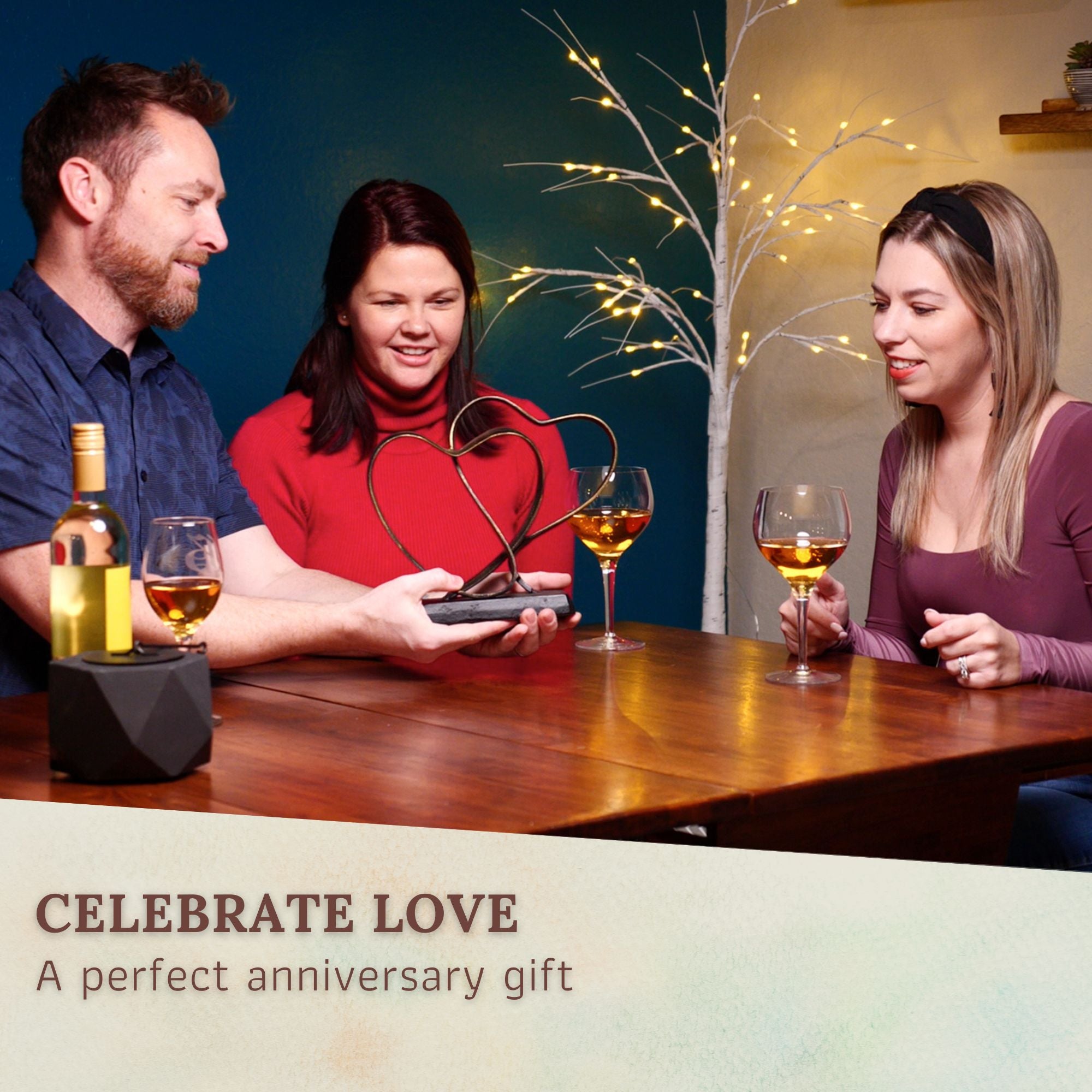 Marriage Takes Three Iron Hearts and cross - Anniversary gift for couples