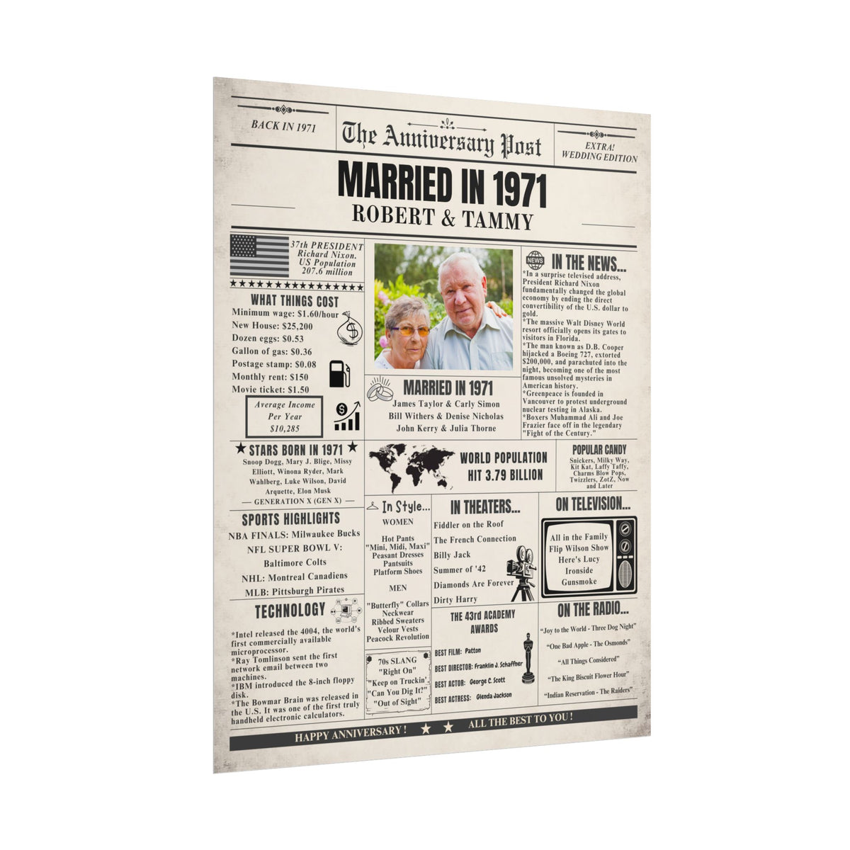Married in 1971 - Customizable Headline and Image