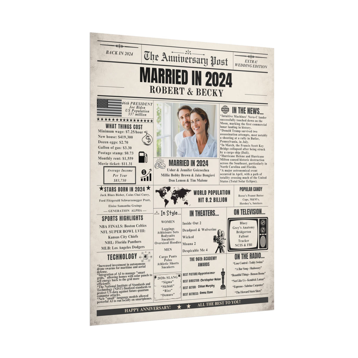 Married in 2024 - Customizable Headline and Image