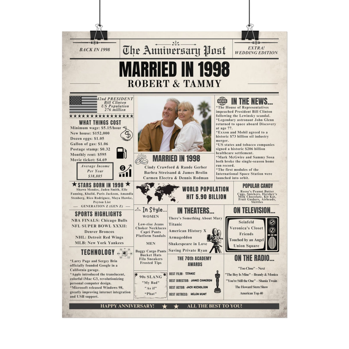 Married in 1998 - Customizable Headline and Image