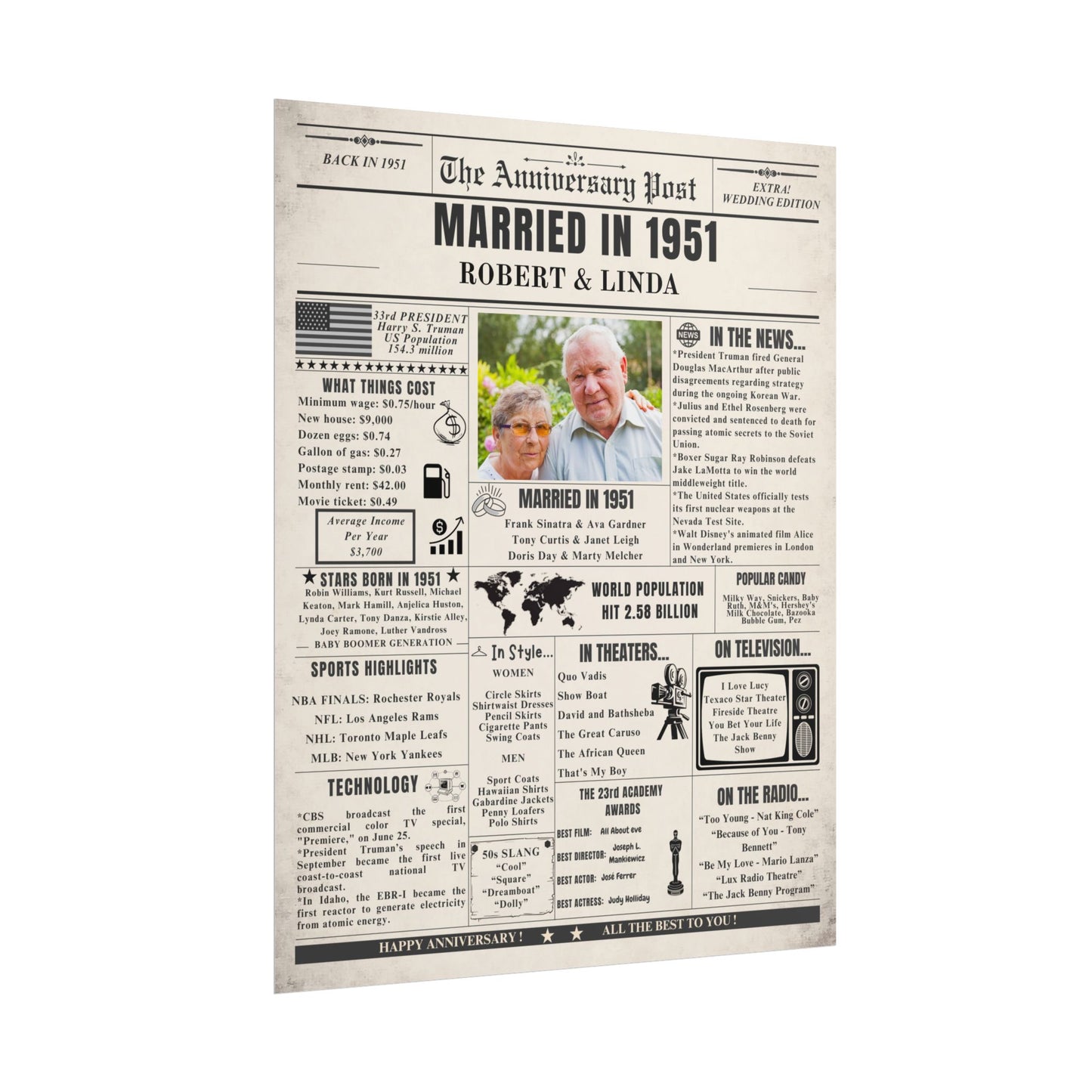 Married in 1951 - Customizable Headline and Image