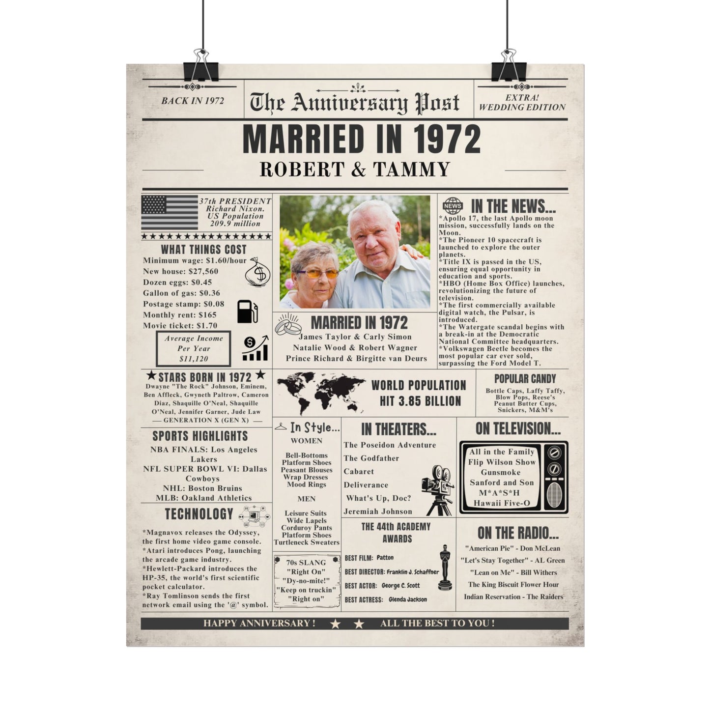 Married in 1972 - Customizable Headline and Image