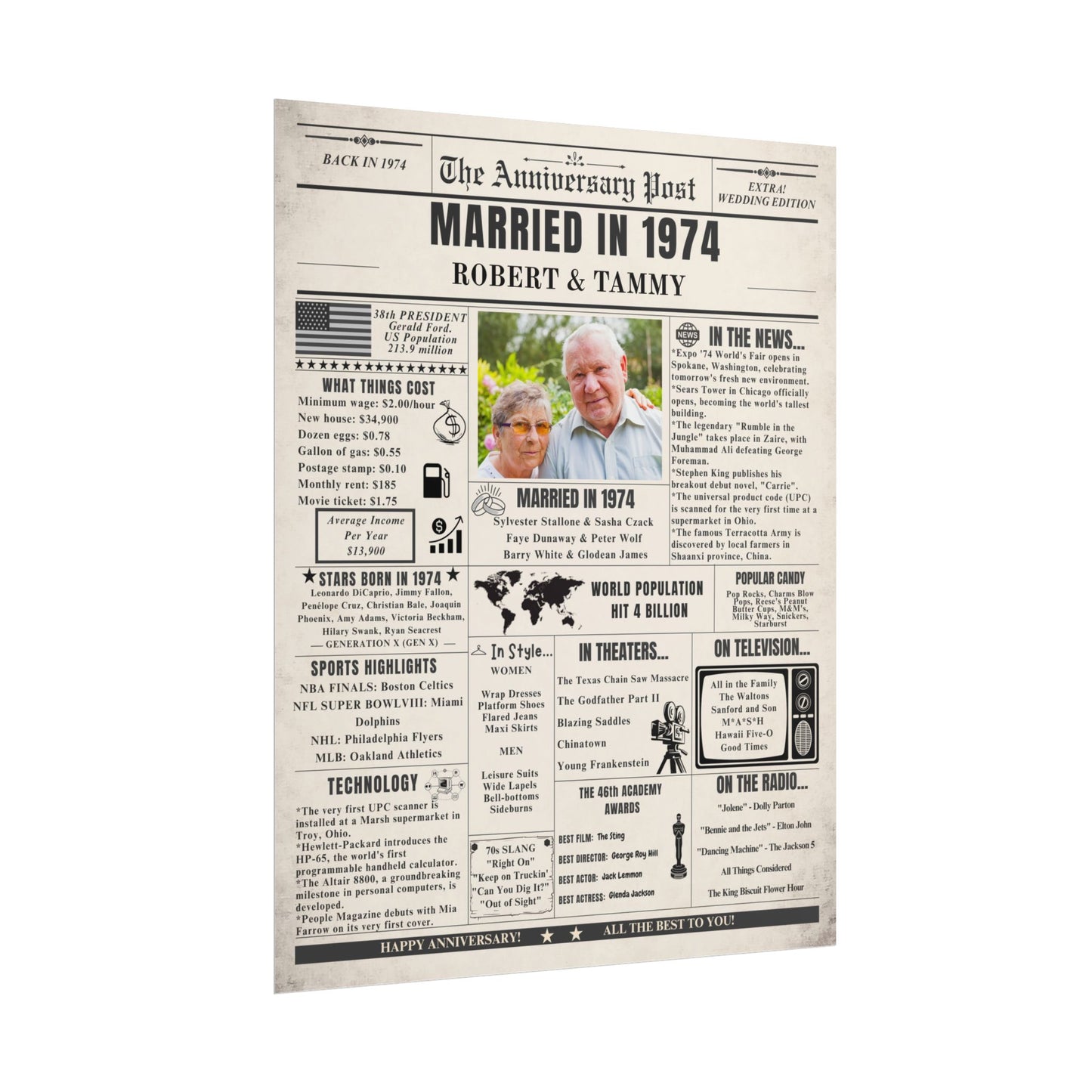 Married in 1974 - Customizable Headline and Image