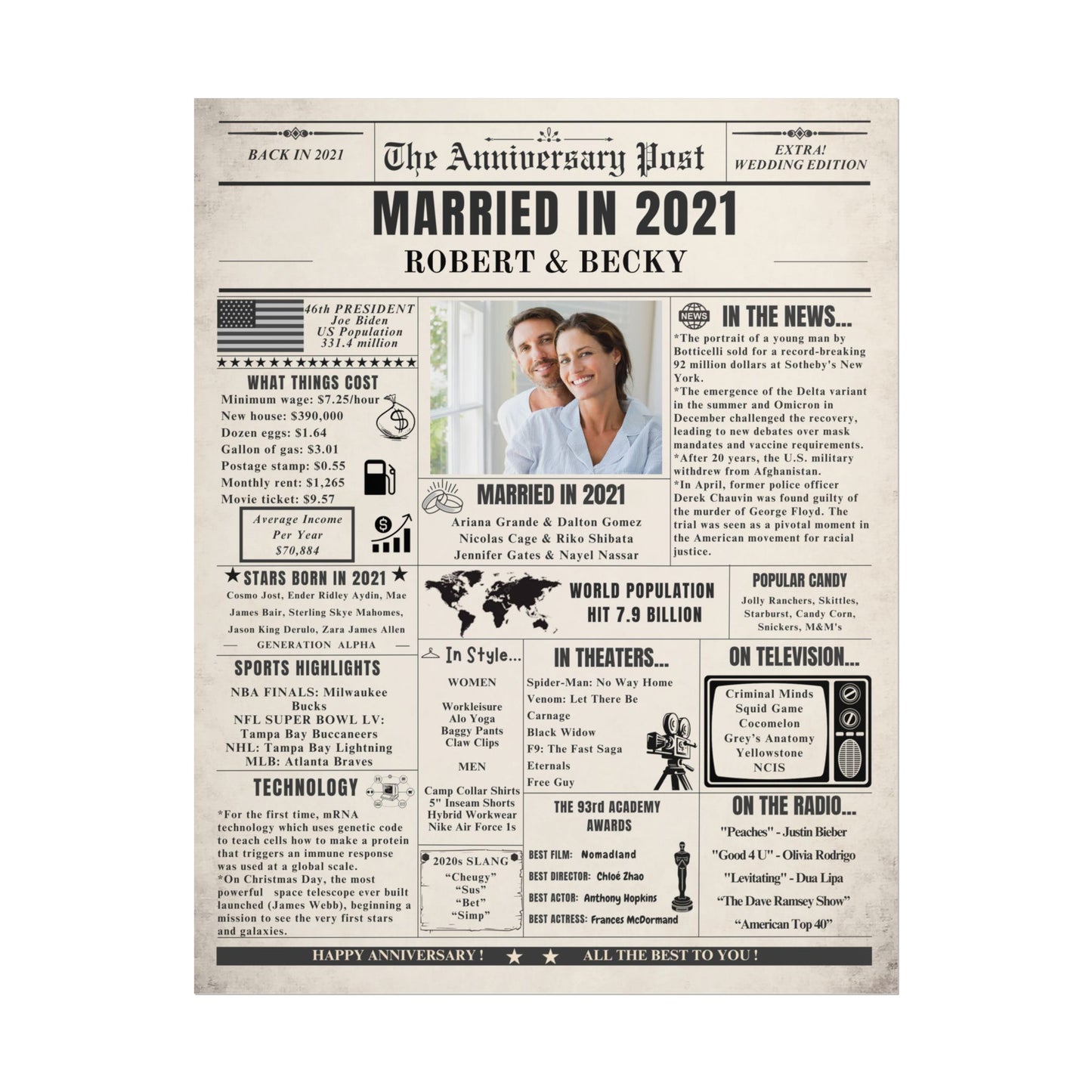 Married in 2021 - Customizable Headline and Image