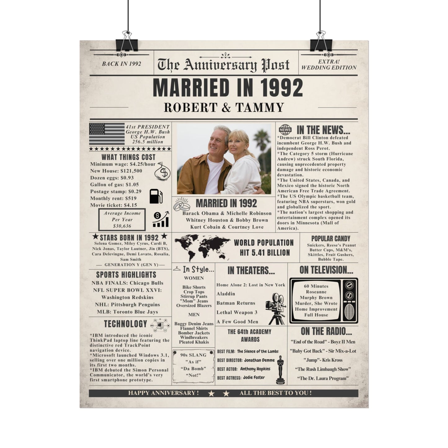 Married in 1992 - Customizable Headline and Image