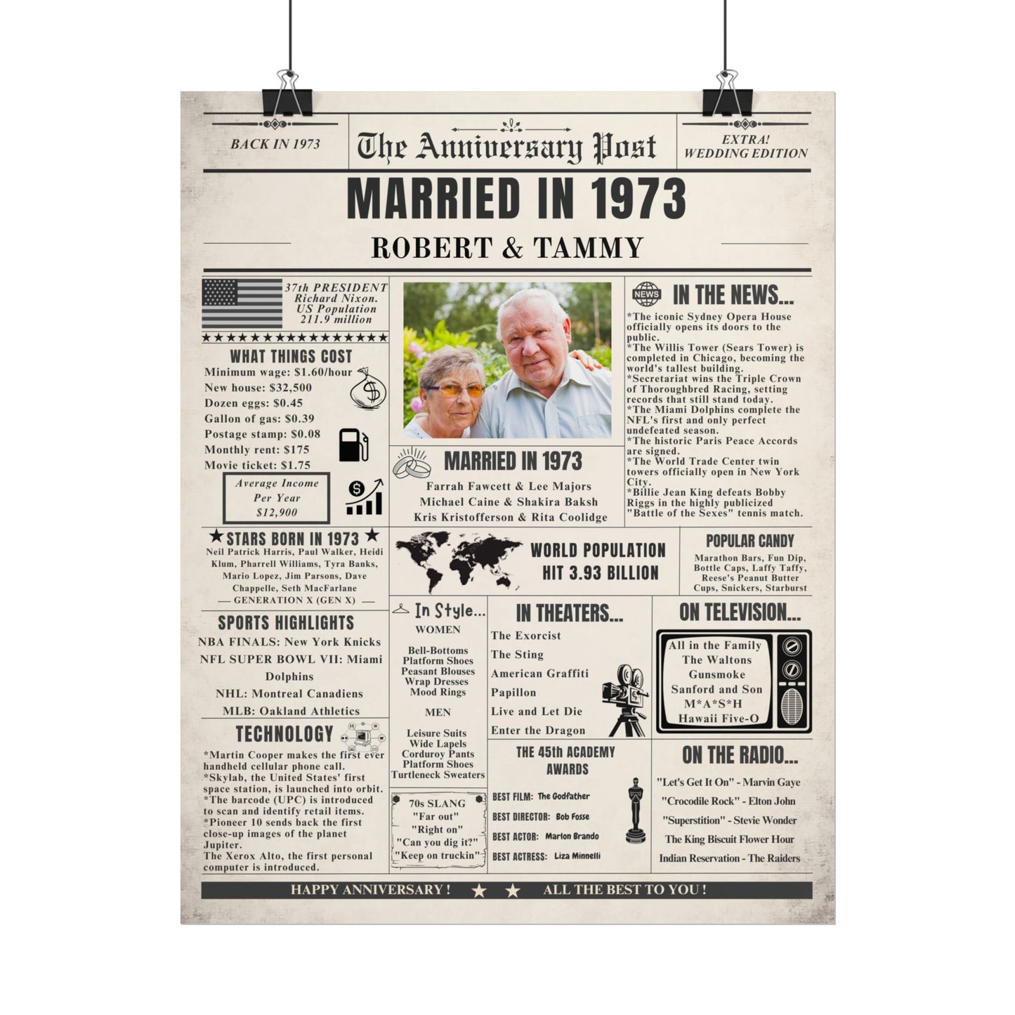 Married in 1973 - Customizable Headline and Image