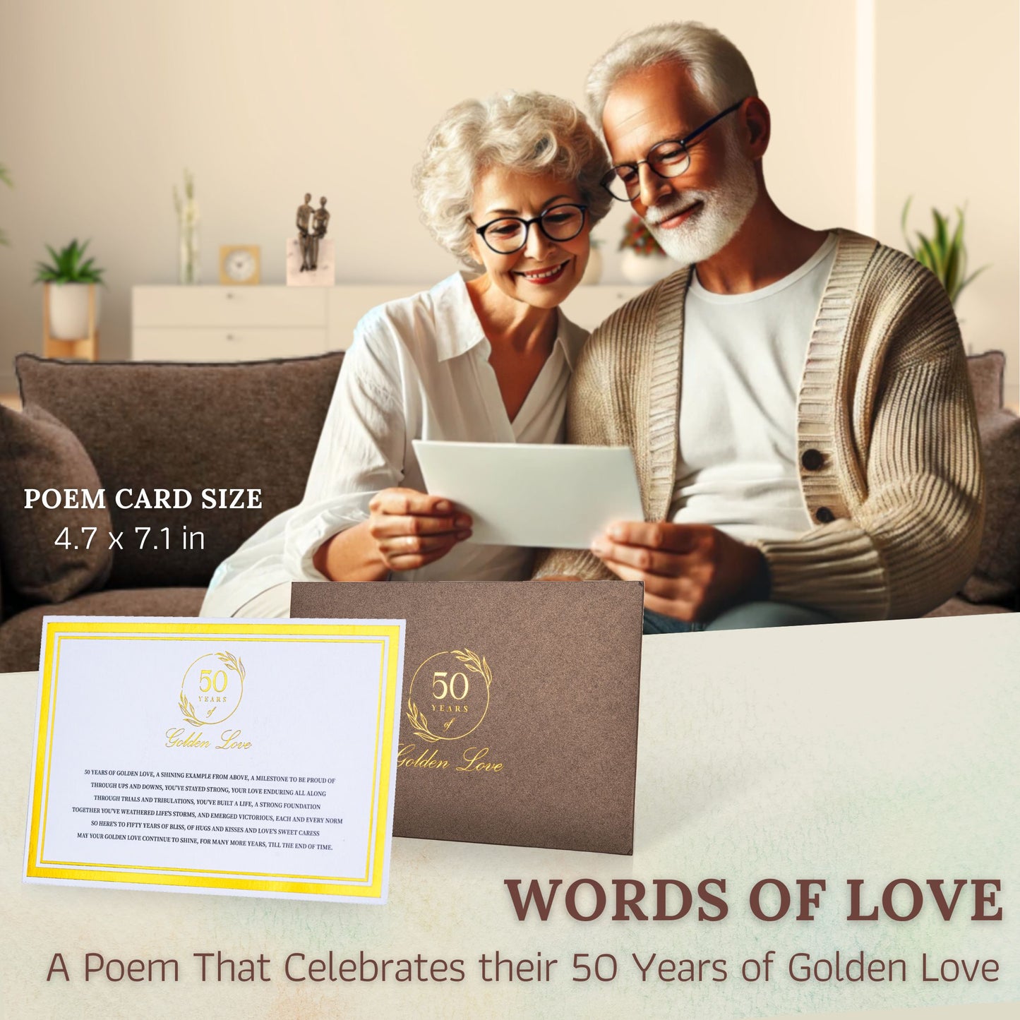 50th Anniversary Gift Set - Iron Couple sitting on a Marble Rock