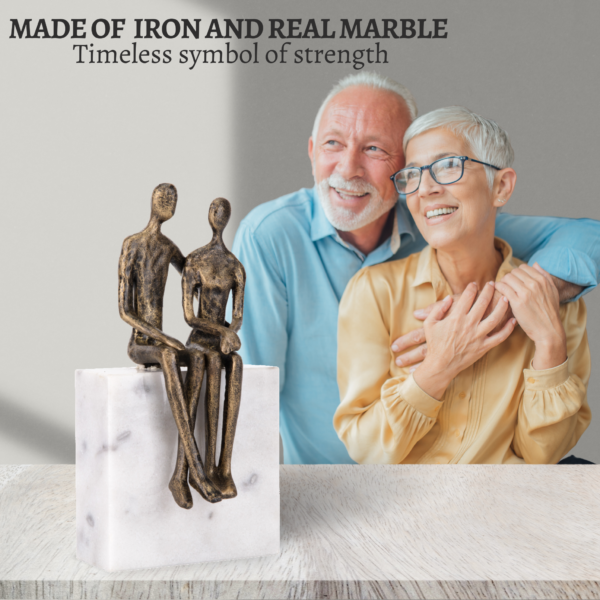 Iron Couple Sitting on a Marble Rock - (50th Anniversary Gift) - Image 4