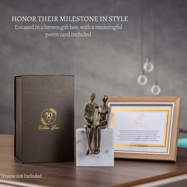 Iron Couple Sitting on a Marble Rock - (50th Anniversary Gift) - Image 2