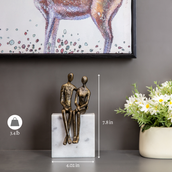 Iron Couple Sitting on a Marble Rock - (50th Anniversary Gift) - Image 5